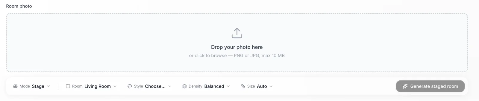 Uploading room photos into the project