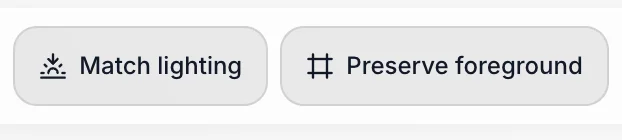 The Match lighting and Preserve foreground toggles in the command bar