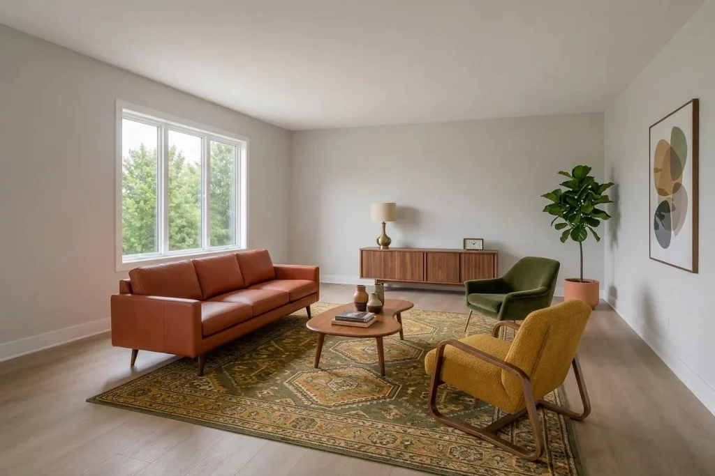 Living Room — Mid-Century Modern — after staging