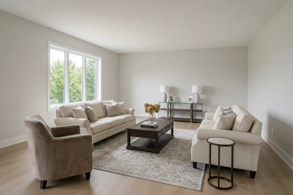 Living Room — Transitional — after staging